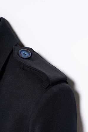 Kadın Lacivert Apolet Detaylı Crop Blazer