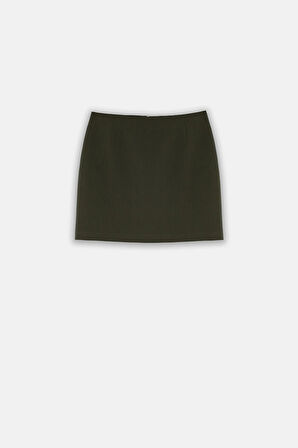 Kadın Açık Haki Çan Kesim Mini Etek