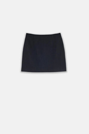 Kadın Lacivert Çan Kesim Mini Etek