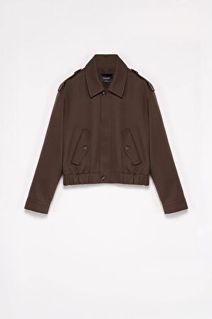 Kadın Açık Kahve Apoletli Gabardin Ceket