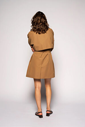 Kadın Camel Rüzgarlıklı Dik Yaka Trençkot