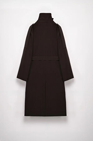 Kadın Kahverengi Dik Yaka Trençkot