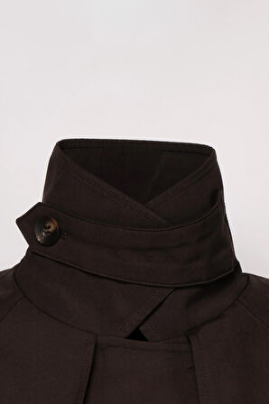 Kadın Kahverengi Dik Yaka Trençkot