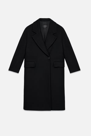 Kadın Siyah Oversize Kruvaze Kaban