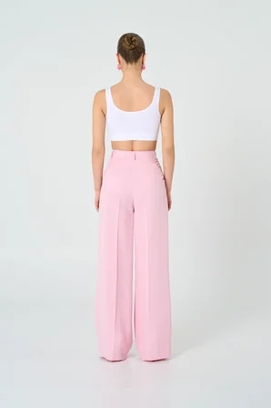 Kadın Pembe Pileli Pantolon