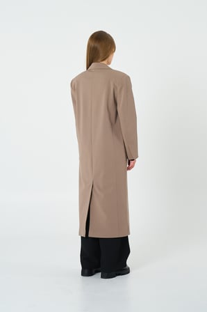 Kadın Bej Oversize Uzun Ceket