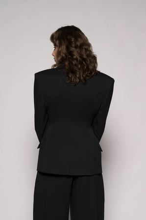 Kadın Siyah Agraflı Bele Oturan Blazer