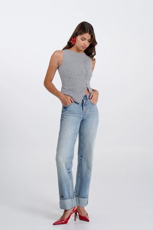 Kadın Siyah Pötikare Kruvaze Slim Fit Yelek