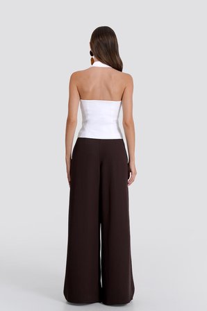 Kadın Beyaz Halter Yaka Crop Yelek