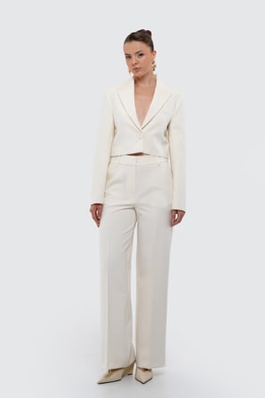 Kadın Ekru Slim Fit Basic Pantolon