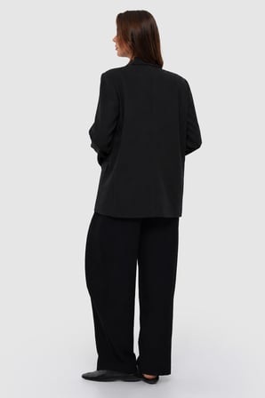 Kadın Siyah Tek Düğmeli Oversize Blazer