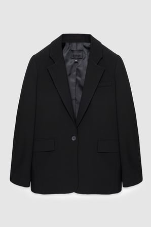 Kadın Siyah Tek Düğmeli Oversize Blazer