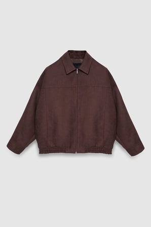 Kadın Kahverengi Oversize Süet Bomber Ceket