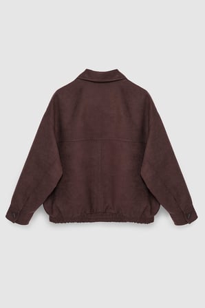 Kadın Kahverengi Oversize Süet Bomber Ceket