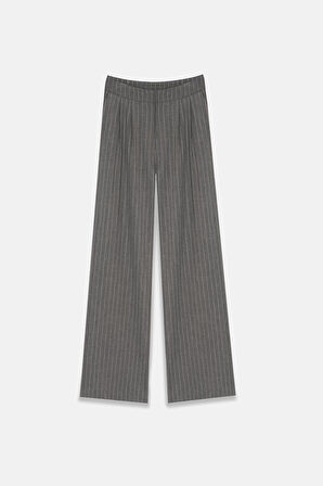 Kadın Gri Çift Pileli Pantolon