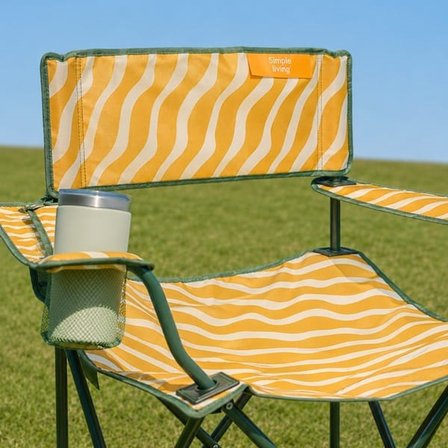 Simple Living Zebra Desen Kamp Sandalyesi - Sarı - 50x50x78 cm