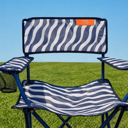 Simple Living Zebra Desen Kamp Sandalyesi - Lacivert - 50x50x78 cm