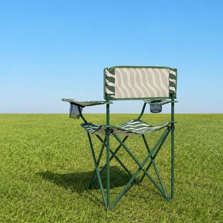 Simple Living Zebra Desen Kamp Sandalyesi - Yeşil - 50x50x78 cm