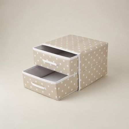 Simple Living İki Çekmeceli Organizer - Beji - 31x30x22 cm