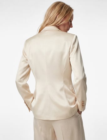 Slim Fit Uzun Kollu Kruvaze Yaka Saten Ceket