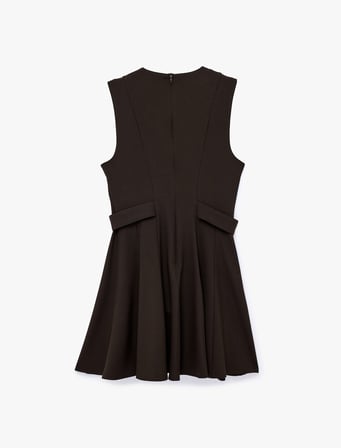 Slim Fit Metal Aksesuarlı Kolsuz Bisiklet Yaka A Kesim Mini Elbise