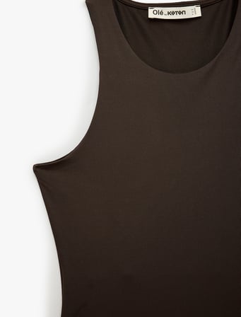Bisiklet Yaka Kolsuz Slim Fit Çıtçıtlı Body