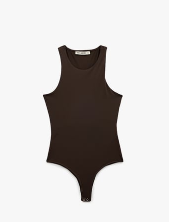 Bisiklet Yaka Kolsuz Slim Fit Çıtçıtlı Body