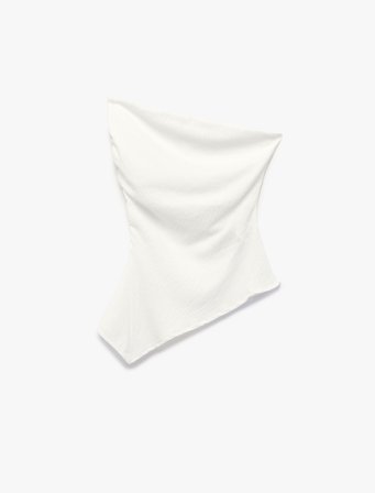 Asimetrik Kesim Slim Fit Kolsuz Straplez Yaka Büstiyer