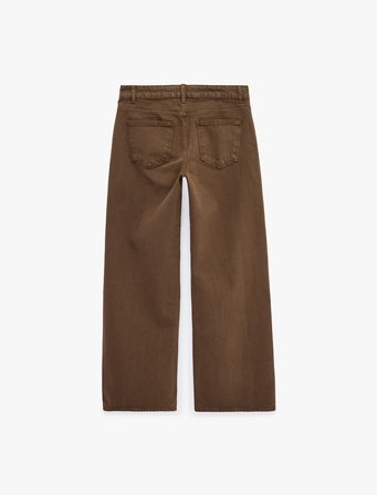 Pamuklu Düşük Bel Nervürlü Geniş Paça Denim Pantolon  - Wide Leg Jeans