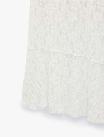Yüksek Bel Slim Fit Dikiş Detaylı Dantel Asimetrik Midi Etek