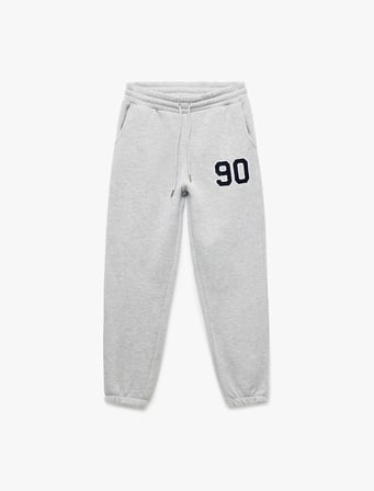 Üç İplik Şardonlu Nakışlı Cepli Jogger Spor Eşofman Altı