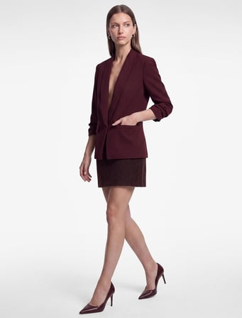 Krep Kumaş Şal Yaka 3/4 Kollu Blazer Ceket