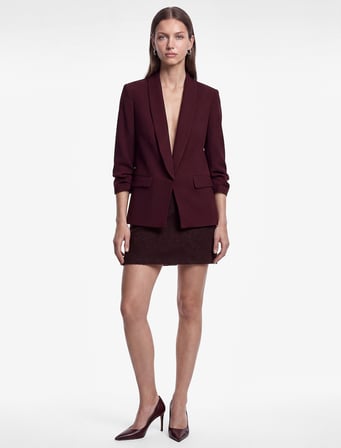 Krep Kumaş Şal Yaka 3/4 Kollu Blazer Ceket