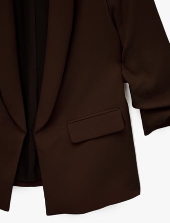 Krep Kumaş Şal Yaka 3/4 Kollu Blazer Ceket