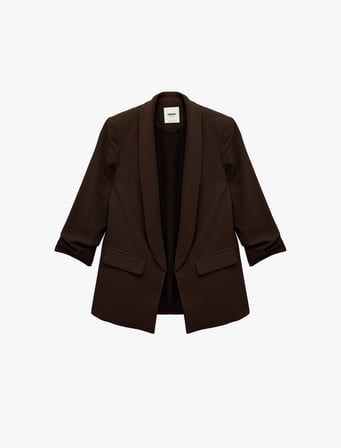 Krep Kumaş Şal Yaka 3/4 Kollu Blazer Ceket