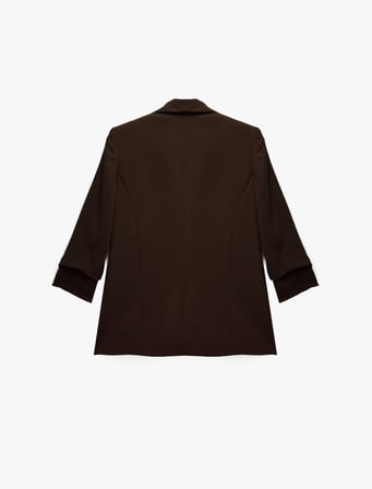 Krep Kumaş Şal Yaka 3/4 Kollu Blazer Ceket