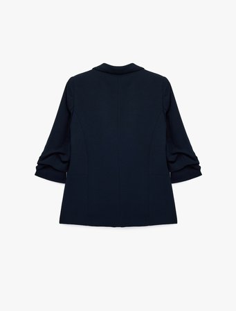 Krep Kumaş Şal Yaka 3/4 Kollu Blazer Ceket