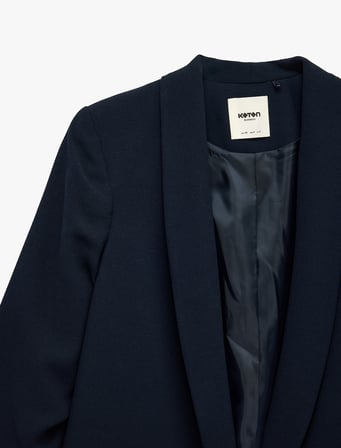 Krep Kumaş Şal Yaka 3/4 Kollu Blazer Ceket