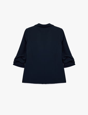 Krep Kumaş Şal Yaka 3/4 Kollu Blazer Ceket