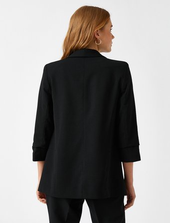 Krep Kumaş Şal Yaka 3/4 Kollu Blazer Ceket