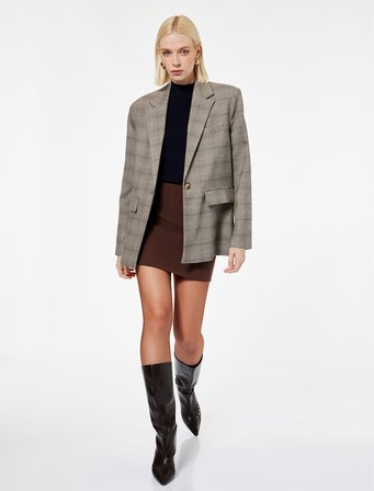 Slim Fit A Kesim Yüksek Bel Mini Etek