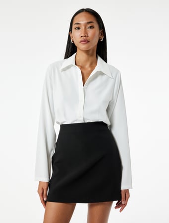 Slim Fit A Kesim Yüksek Bel Mini Etek