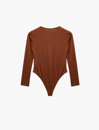 Bisiklet Yaka Uzun Kollu Bodysuit