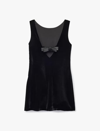 Slim Fit Fiyonklu Bisiklet Yaka Kolsuz Kadife Mini Elbise