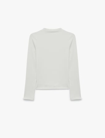 Modal Karışımlı Slim Fit Dik Yaka Uzun Kollu Tişört