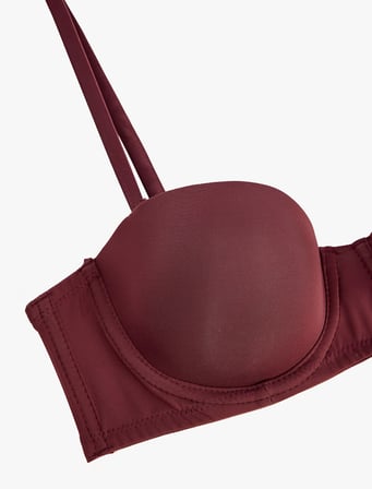 Dolgulu Kaplı Balenli Push Up Sütyen