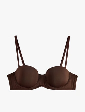 Dolgulu Kaplı Balenli Push Up Sütyen