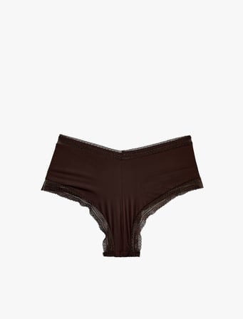Yüksek Bel Rahat Kalıp Dantelli Hipster Külot