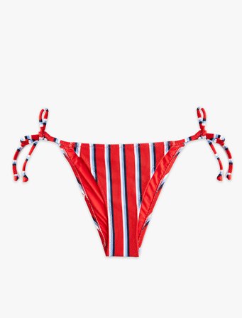 Yanları Bağlamalı İpli Çizgili Bikini Altı