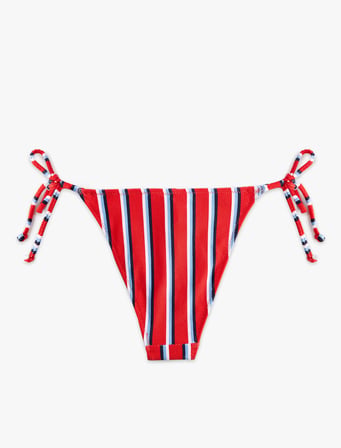 Yanları Bağlamalı İpli Çizgili Bikini Altı